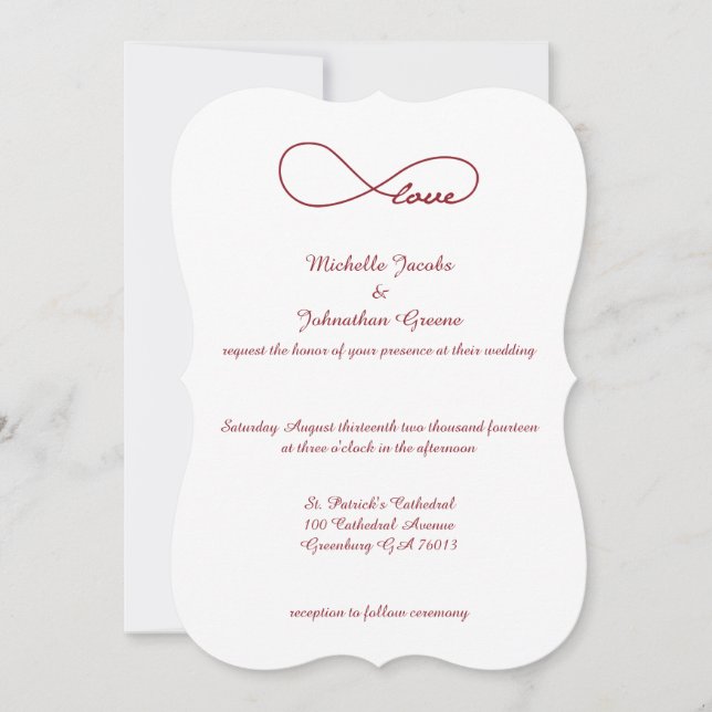 Convites para Casamento do Red Love Infinity (Frente)