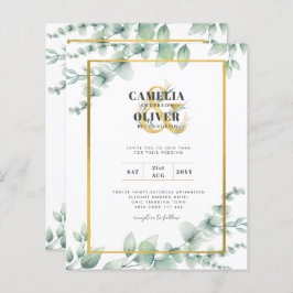 Convites para Casamento Dourado com Verde Botânico