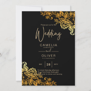 Convites para Casamento Dourado de Locais Pretos