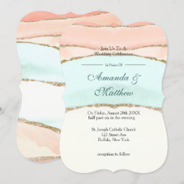 Convites para Casamento Dourado de Salmão e de Tea