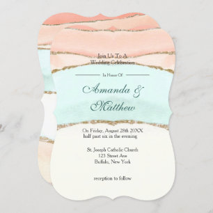 Convites para Casamento Dourado de Salmão e de Tea