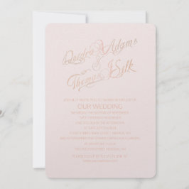 Convites para Casamento Dourado rosa