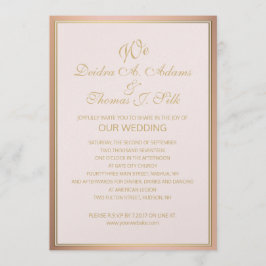 Convites para Casamento Dourado rosa