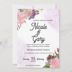 Convites para Casamento Elegante De Aquarela