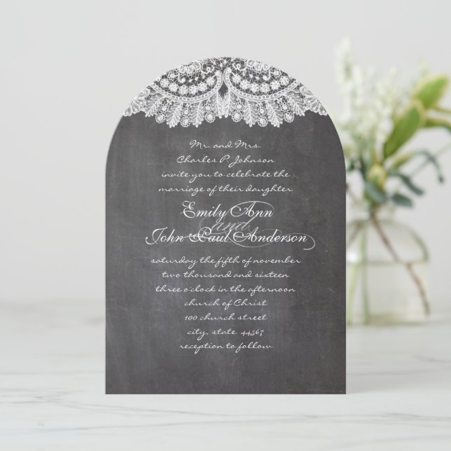 Convites para Casamento Elegante de Chalkboard e L (Em pé/Frente)
