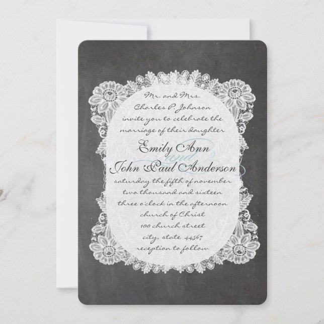 Convites para Casamento Elegante de Chalkboard e L (Frente)