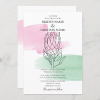 Convites para Casamento Elegante King Protea Water