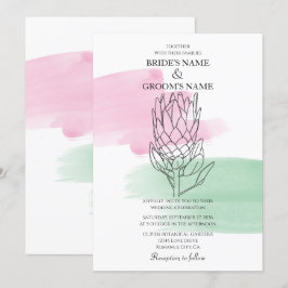 Convites para Casamento Elegante King Protea Water