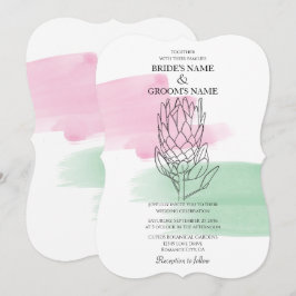 Convites para Casamento Elegante King Protea Water