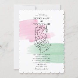 Convites para Casamento Elegante King Protea Water