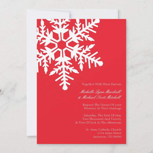 Convites para Casamento em Floco de Neve Jumbo (Ve (Frente)