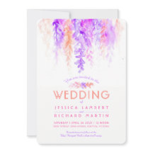 Convites para casamento em laranja roxo de vinha