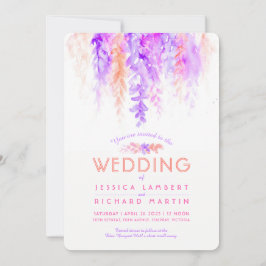 Convites para casamento em laranja roxo de vinha