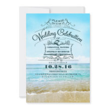 Convites para casamento em praia azul ombre litora