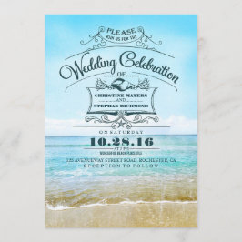 Convites para casamento em praia azul ombre litora