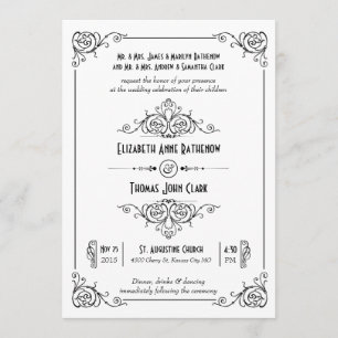 Convites para Casamento em Preto e Branco em Rico 