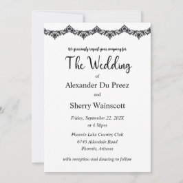 Convites para casamento em rendas brancas e pretas