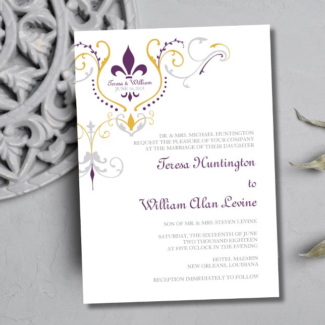 Convites para Casamento Fleur de Lis 5x7 (Criador carregado)