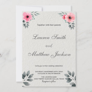 Convites para Casamento Florais Rosa