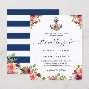 Convites para Casamento Floral de Âncora Náutica O