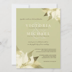 Convites para Casamento Floral de Marfim Verde