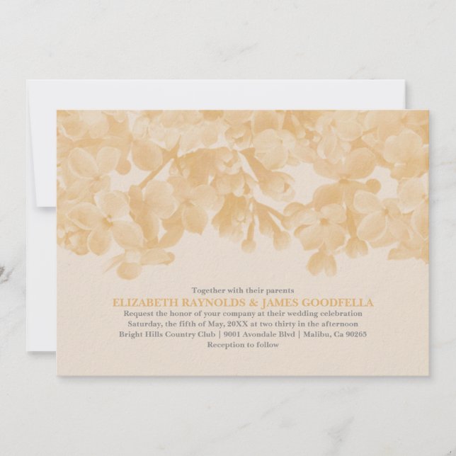 Convites para Casamento Floral de Peach (Frente)