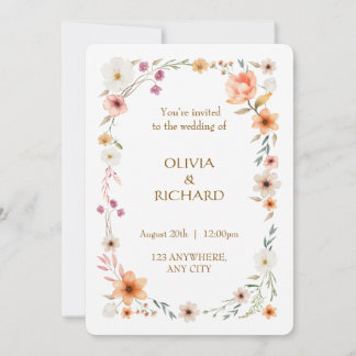 Convites para Casamento Floral de Pessegueiros e B