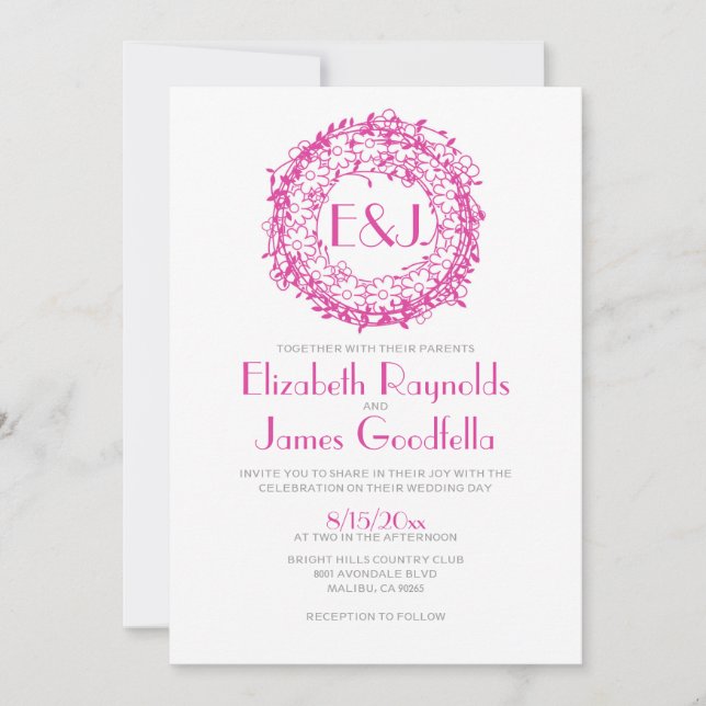 Convites para Casamento Floral de Wreath (Frente)