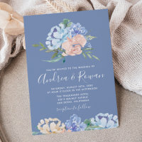 Convites para Casamento Floral Dusty Blue e Rosa