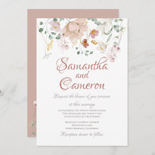 Convites para Casamento Floral Dusty Rosa