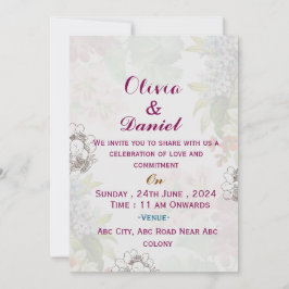 Convites para Casamento Floral em Inglês