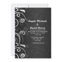 Convites para Casamento Floral Moderno, Preto e Br