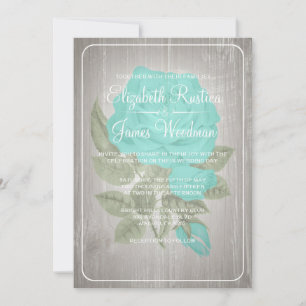 Convites para Casamento Floral Russo Turquesa