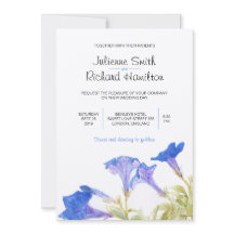 Convites para Casamento Floral Rustic Blue