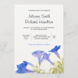 Convites para Casamento Floral Rustic Blue
