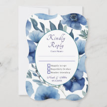 Convites para Casamento Floral Serene Blue
