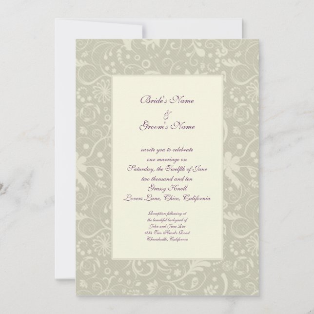 Convites para Casamento Floral Simples e Elegante (Frente)