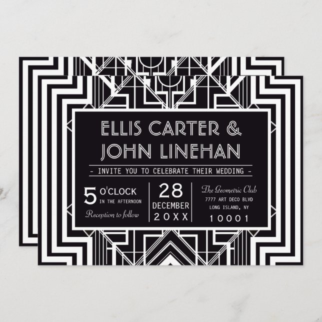 Convites para Casamento Geométrico Personalizado a (Frente/Verso)