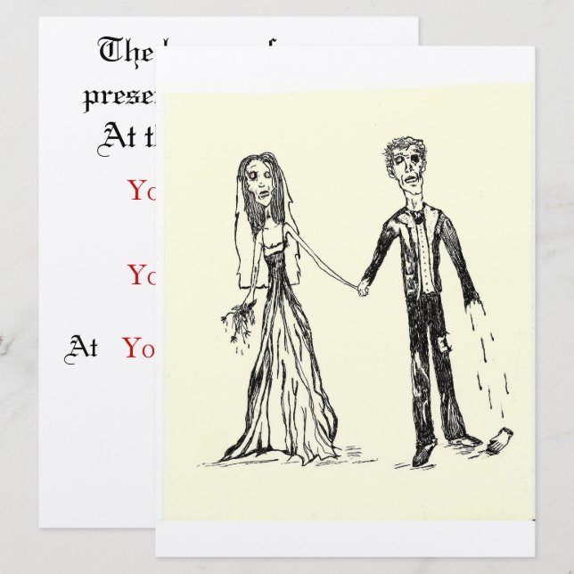 Convites para Casamento Gótico (Frente/Verso)