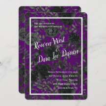Convites para Casamento Gótico em Roxo e Rosa Negr