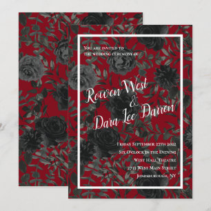 Convites para Casamento Gótico Rosa, Vermelho e N