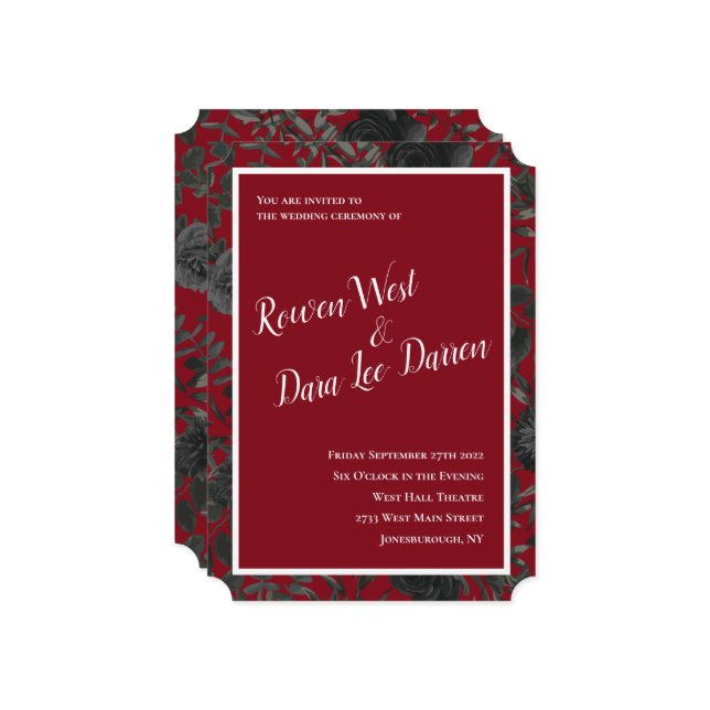 Convites para Casamento Gótico Rosa, Vermelho e Ne (Frente/Verso In Situ)