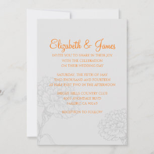 Convites para Casamento Laranja Moderno Personaliz