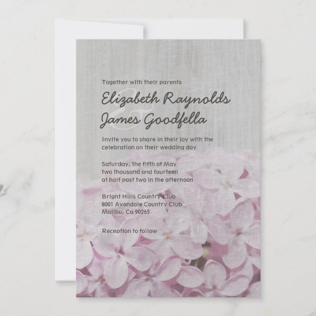 Convites para Casamento Lilac Vintage (Frente)