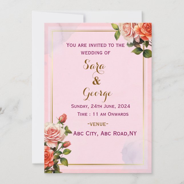 Convites para Casamento Moderno Elegante (Frente)