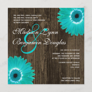 Convites para Casamento na Praça Rustic Teal Dais