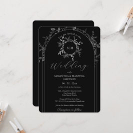 Convites para Casamento Negro de Luxo com Código Q