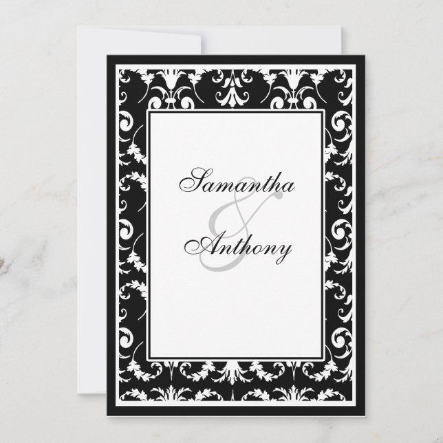 Convites para Casamento Negro e Branco (Frente)
