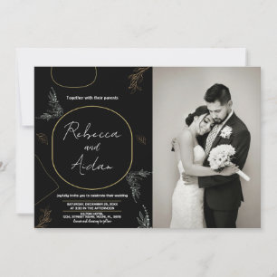 Convites para Casamento Negro Escuro com foto