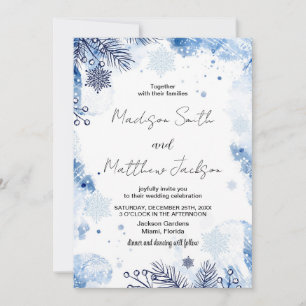 Convites para Casamento no inverno Azul Escuro